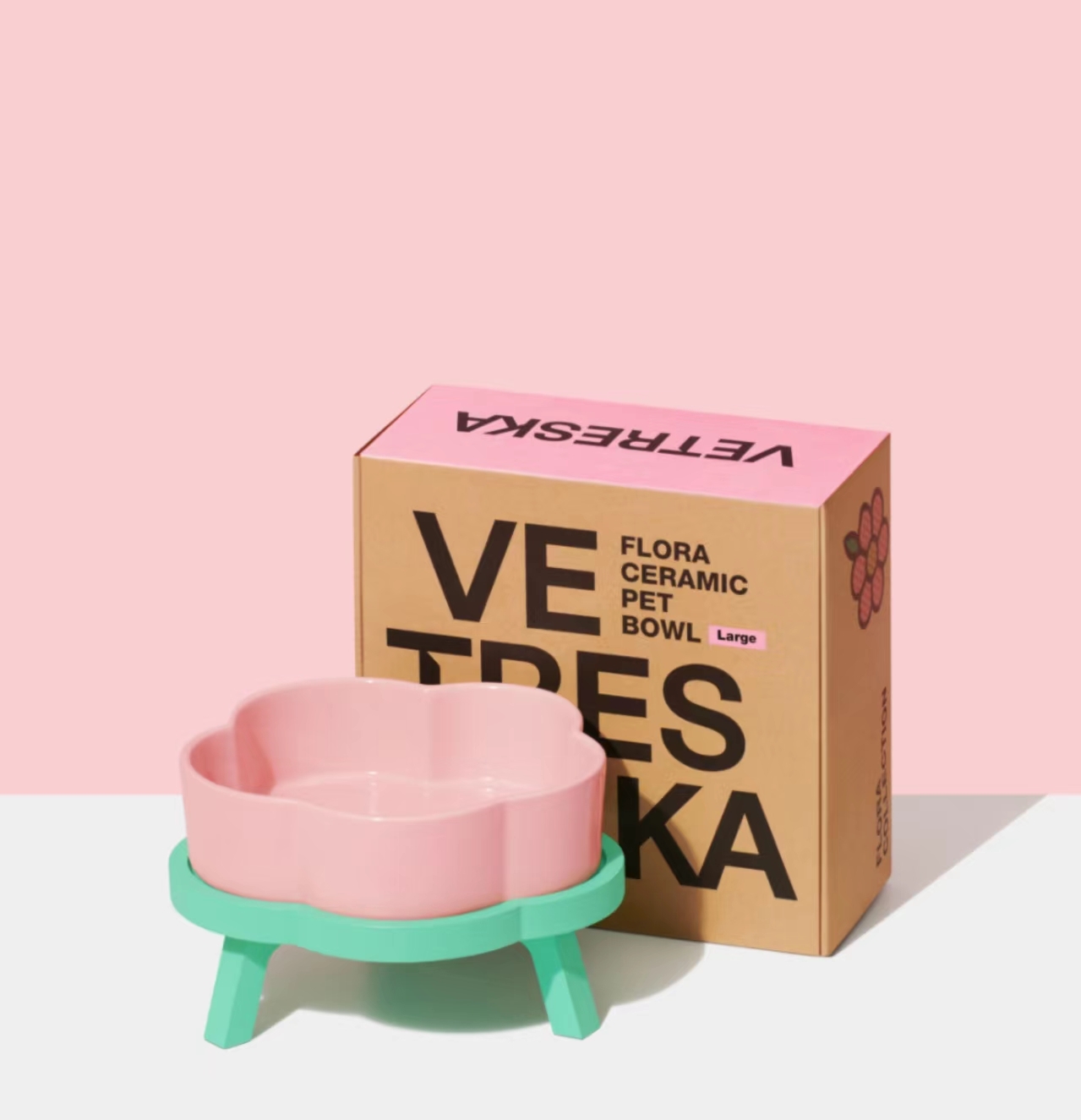 VETRESKA Ceramic Raised Dog Bowl Elevated Dog Bowl for Large Medium Small  Dogs Cute Food and Water Bowl with Non-Slip Stand Pink Dog Cat Pet Feeding  Dish Bowls