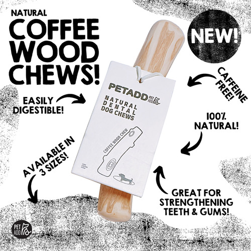 Natural Dental Dog Chews Coffee Wood Chews 5 sizes PETADD