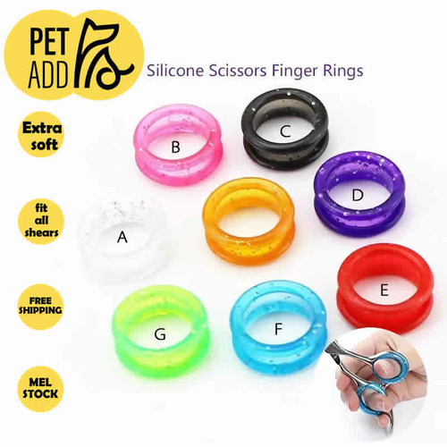 2Pcs Dog Grooming Scissors Soft Silicone Finger Rings Insert Finger Protector
