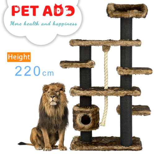 Cat Tree Tower Scratching Post Scratcher Trees Condo Wood House Bed 220cm