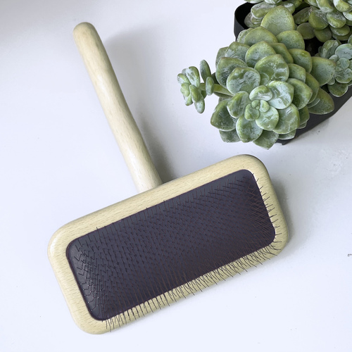 Pet Dog Cat Grooming Comb Brush Tool Gently Removes Undercoat Knots Mats Nature wood GOLDPETS
