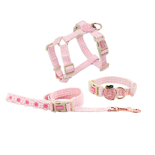 Arkika Nylon Dog Harness Lead Set No Pull Adjustable Pet Vest Leash Puppy AU [Colour: Pink]