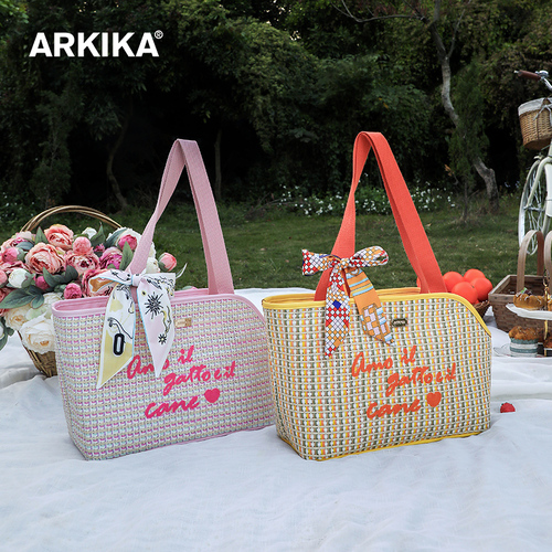 ARKIKA Fashion Weaving Pet Carry Travel Carrier Bag Dog Cat Handbag