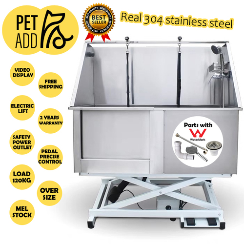 50" Pet Grooming Bath Tub Electric Lift 2mm Stainless Steel Dog Wash Tub H-107