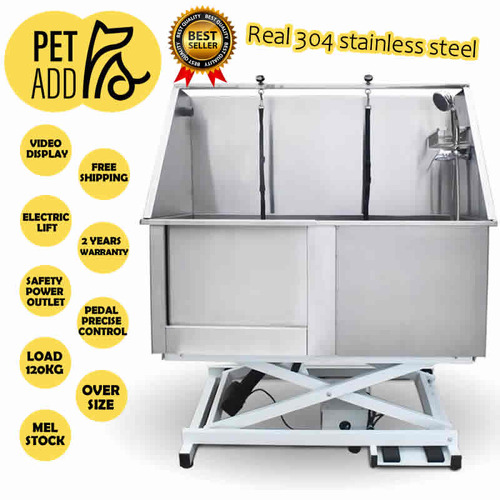 50" Pet Grooming Bath Tub Electric Lift Stainless Steel Dog Wash Tub H-107