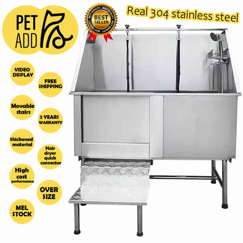 50" Pet Dog Grooming Bath Tub Professional Cat Wash Shower 304 Stainless Steel