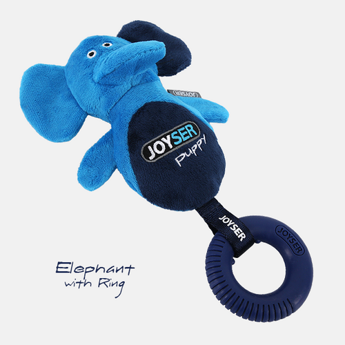Pet Dog Chew Toy JOYSER Puppy Elephant With Ring With Squeaker 