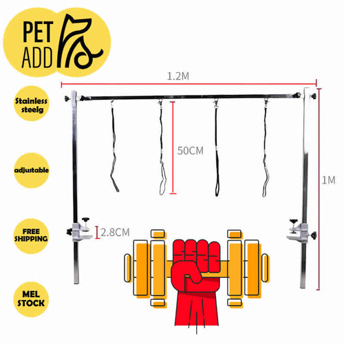 Adjustable Pet Grooming Table Arm+ 4 Leash, Stainless Steel Beauty Desk Bracket