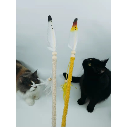 Cat Play Toy Feather Teaser Wand Interactive Stick Kitten Pet Fun Nonacat