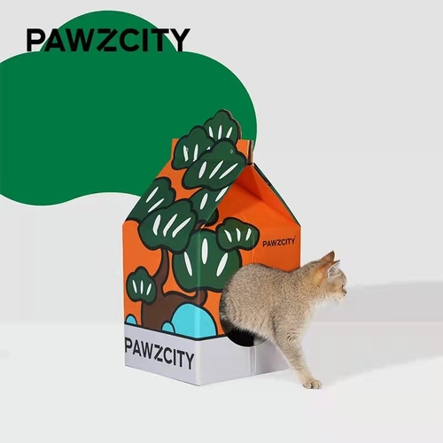 Cat Kitten Hidden Scratcher Box/Scratching Lounge Cardboard plants Xmas gift   PAWZCITY
