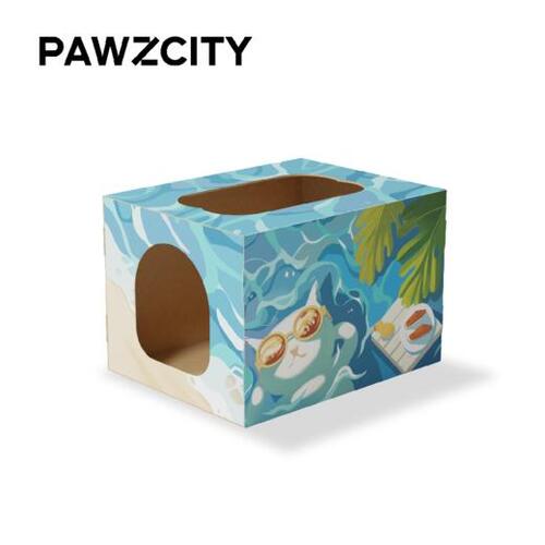 Cat Kitten Hidden Scratcher Box / Scratching Lounge Cardboard House Xmas gift  Pawzcity