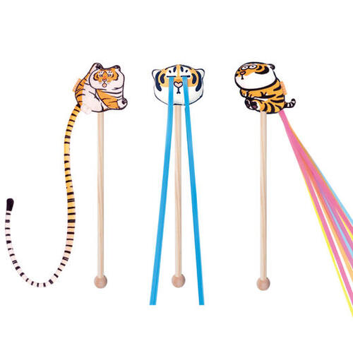 PurLab Pet Cat Teaser Interactive Fun Kitten Toy Tiger Chaser Wand Stick