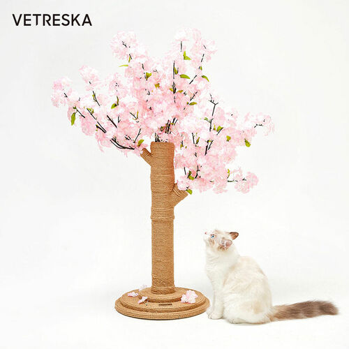Vetreska Cat Kitten Scratcher Cherry Blossom Tree Climbing Scratching Board Gym