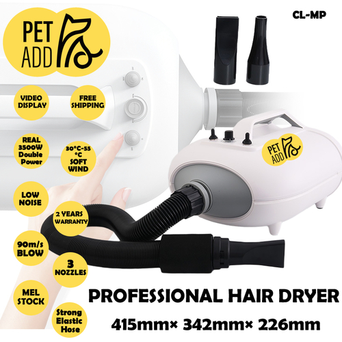 Dog Pet Hair Dryer Blower Grooming Low Noise Dual Motor Hairdryer Heater 3500W